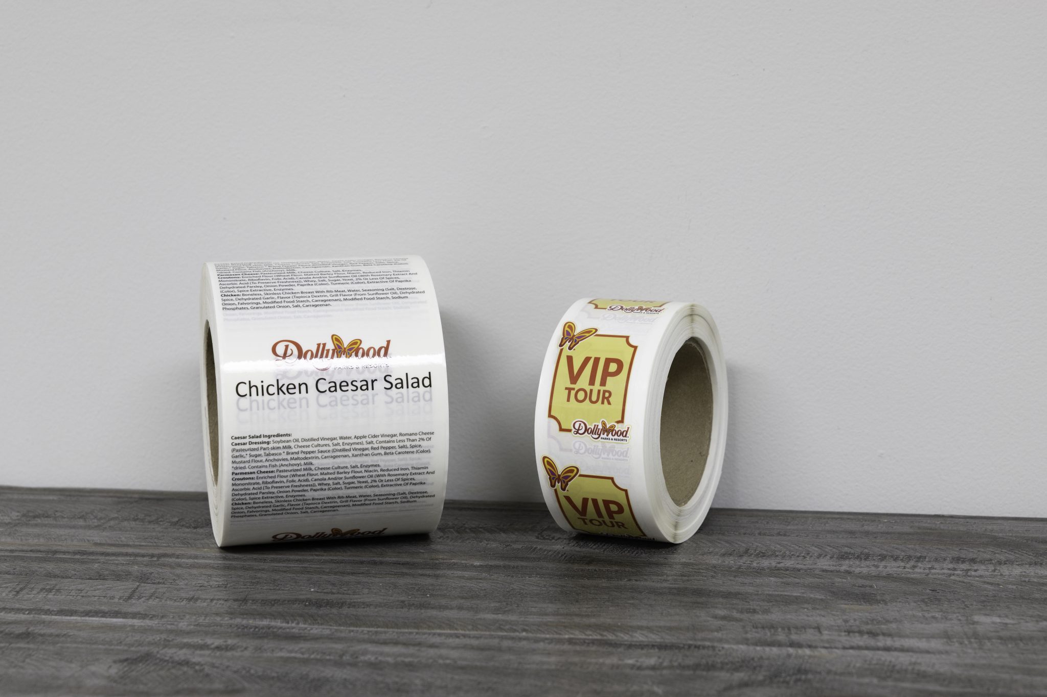 Rolls of product labels